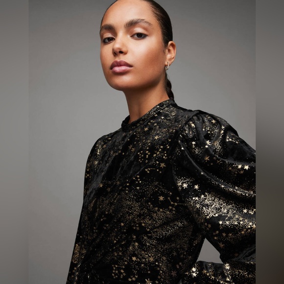 All Saints Jemima Star Printed Wrap Over Mini Dress - Picture 3 of 4